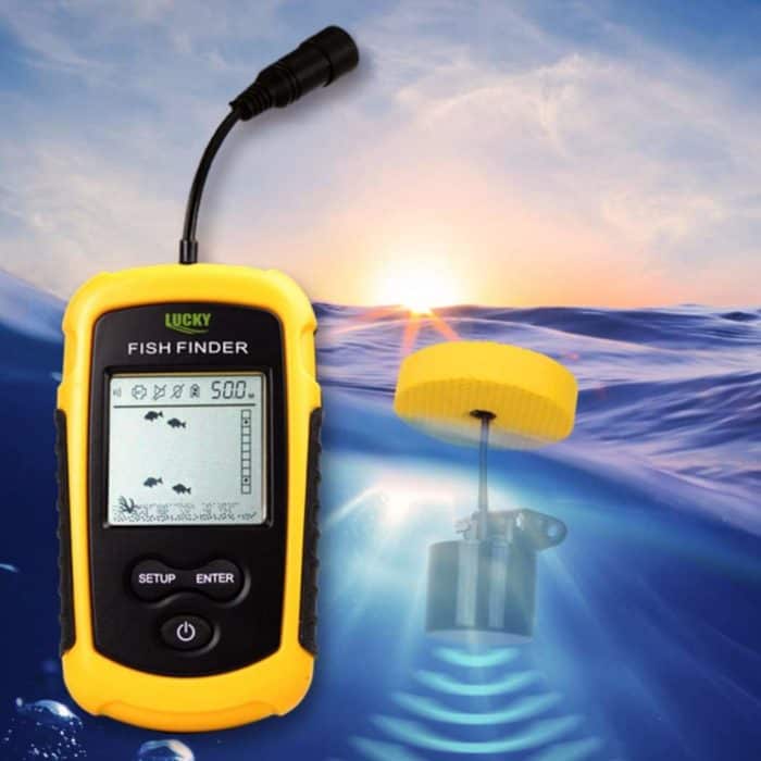 RICANK Portable Fish Finder with Hard Travel Case, Handheld Fish Depth Finder Ice Kayak Shore Boat Fishing Wired Fish Detector Device Sonar Sensor