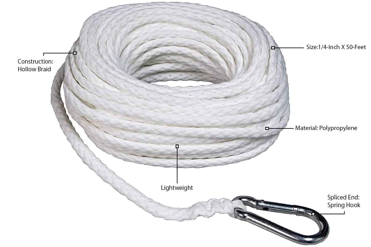 Rainier Supply Co. Boat Anchor Line - 50 ft x 1/4 inch Anchor Rope